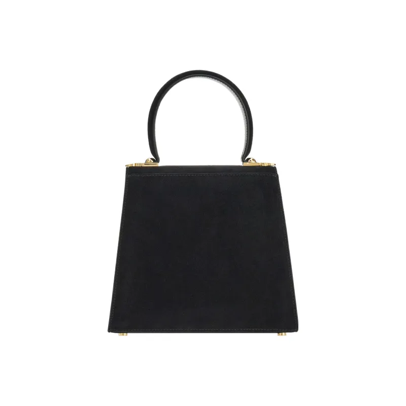 FERRAGAMO GANCINI Suede Handbag Small Size Women's Black-2
