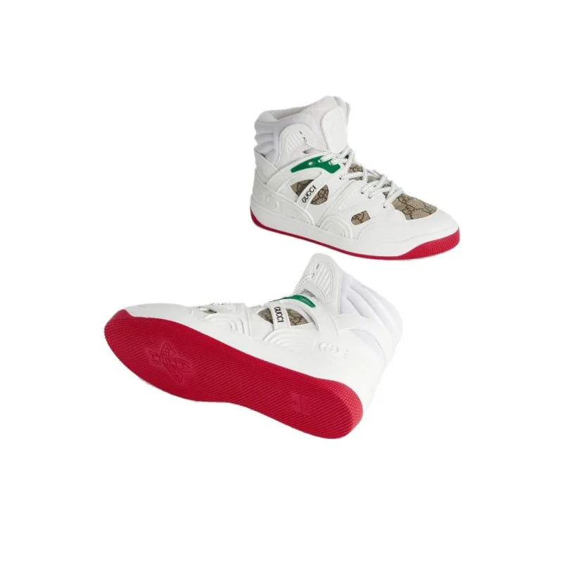 GUCCI Women's Basket Sneaker High 'White Demetra Red' Women's-4