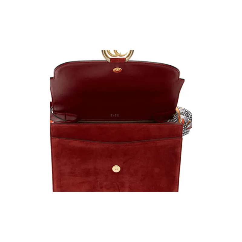 GUCCI Suede Shoulder Bag, Handbag, Shoulder Bag Women's Red-5