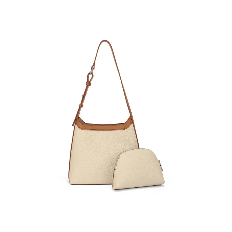 MEXICAN Cow Leather Tote Bag, Shopping Bag, Shoulder Bag Regular Women's Ecru & Brown-0