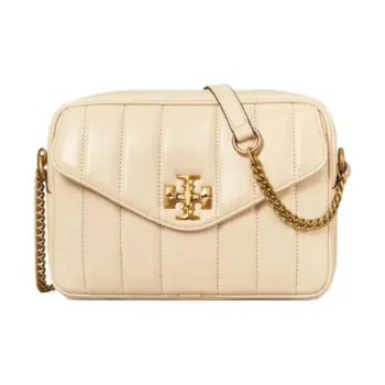 TORY BURCH Kira Nappa Leather Small Square Bag, Camera Bag, Shoulder Bag, Crossbody Bag Women's Ecru