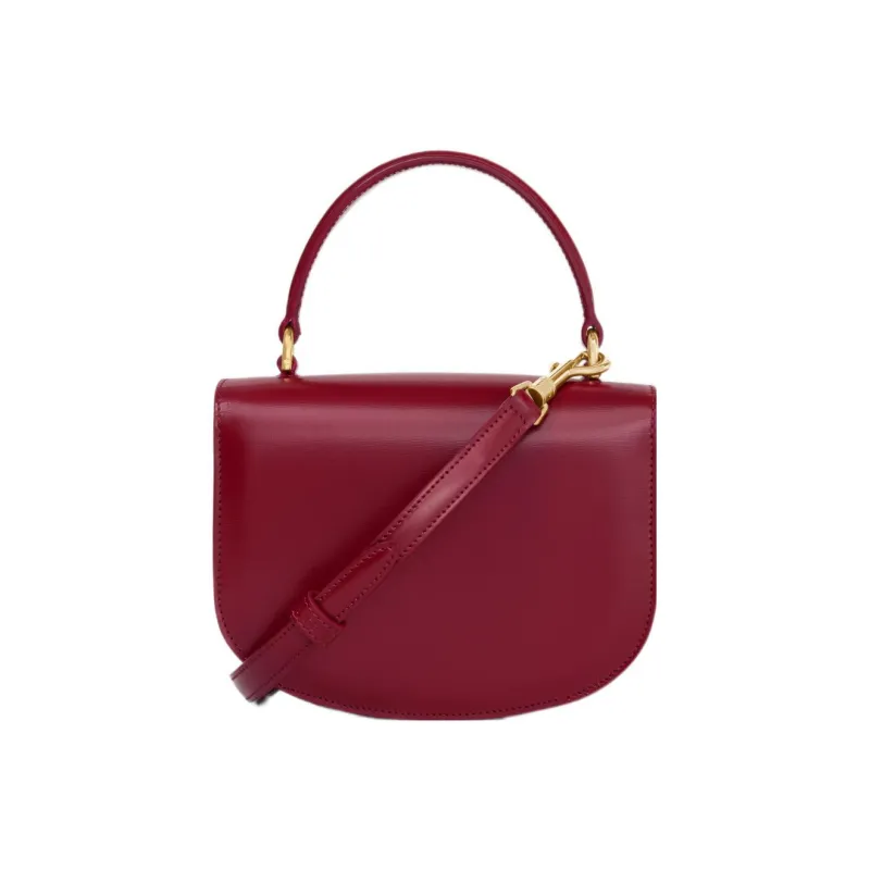 CELINE Triomphe Shiny Cow Leather Shoulder Bag Crossbody Bag Handbag Mini Women's Deep Red-2