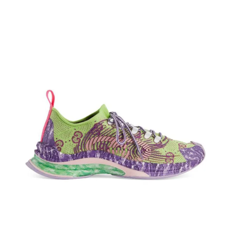 GUCCI Run Wear-Resistant Low-Top Sports Casual Shoes Men's Green Purple-1