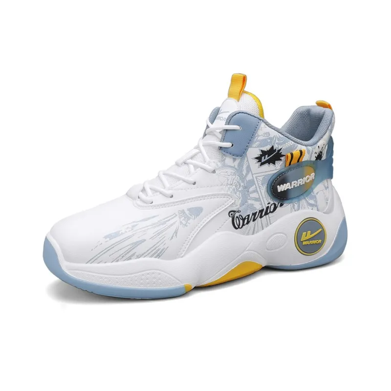 WARRIOR Basketball Shoes Men High Top Light Blue/Gold/Black-1