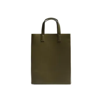 ZARA Polyurethane Tote Bag Shopping Bag Shoulder Bag Crossbody Bag Handbag Large Size Women's Khaki Green
