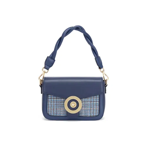 FAIRWHALE Cow Split Leather Small Square Bag, Crossbody Bag, Shoulder Bag Small Size Women's Royal Blue