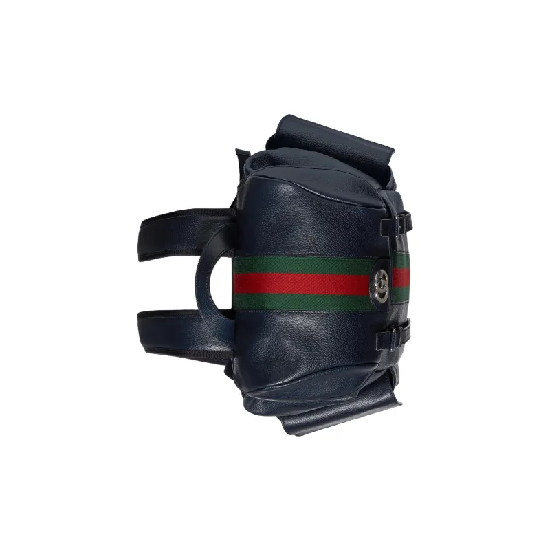 GUCCI Ophidia Leather Backpack Medium Size Men's Blue-4