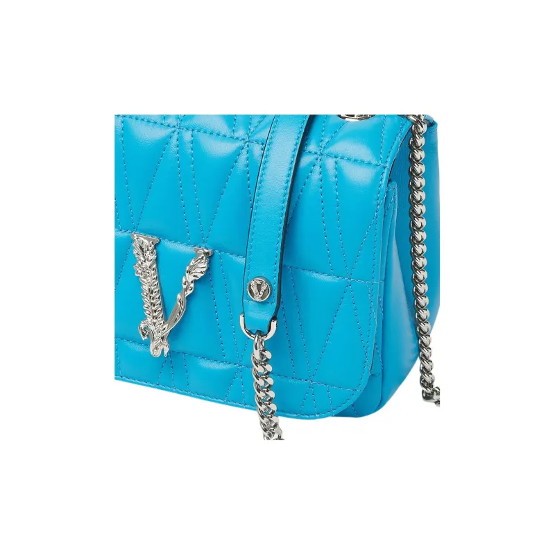 VERSACE Virtus Quilted Evening Bag Blue-4