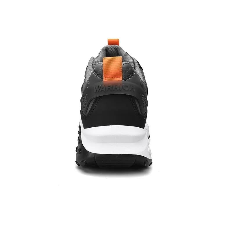Warrior Slip Resistant Abrasion Resistant Shock Absorbers Low Top Chunky Sneakers Men's Black Gray Orange-3