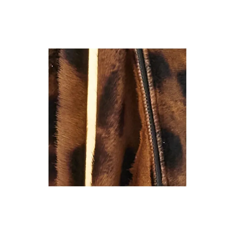 FERRAGAMO Small Horsehair Handbag Small Size Women's Beige/Dark Brown/Black-3