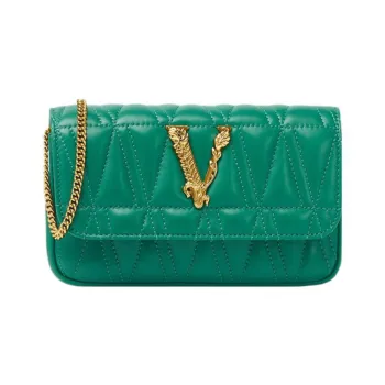 VERSACE Virtus Lambskin Evening Party Bag Shoulder Bag Crossbody Bag Mini Women's Green