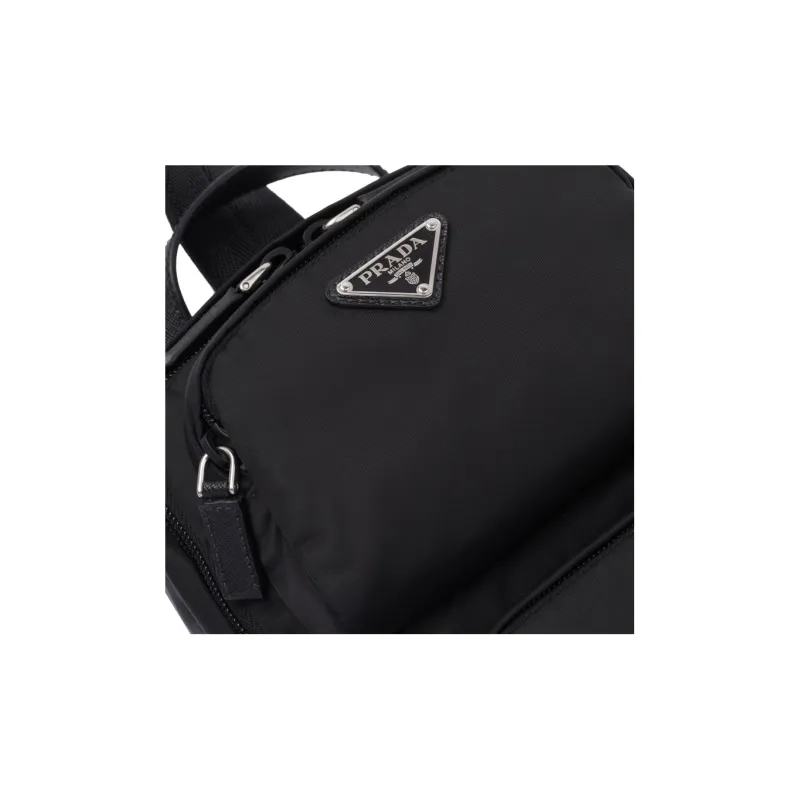 PRADA Recycled Nylon With Saffiano Leather Sling Bag, Shoulder Bag, Crossbody Bag Men's Black-3