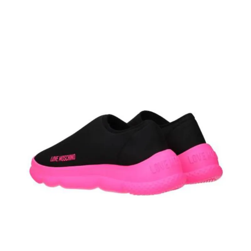 LOVE MOSCHINO Low Top Casual Shoes Women's Black Pink-2
