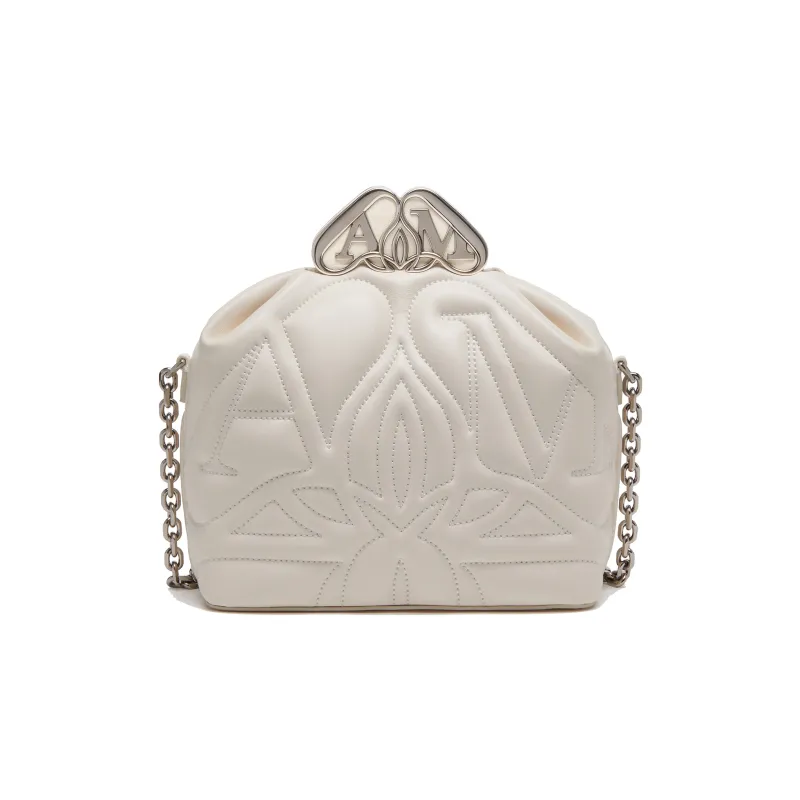 Alexander McQueen Lambskin Portable One Shoulder Clutch Women's Ivory-3