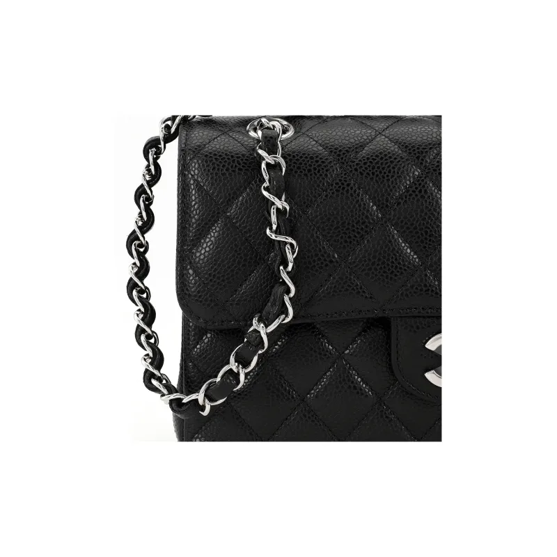 CHANEL Classic Flap CF Grain Embossed Cow Leather Flap Bag, Shoulder Bag, Crossbody Bag Trumpets Women's Black-4