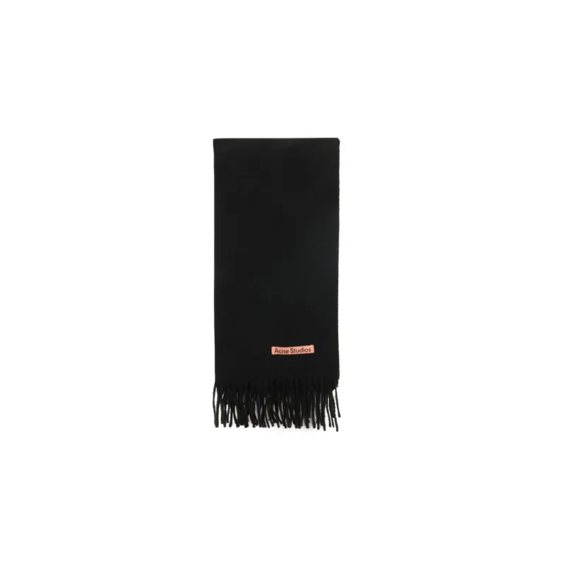 Acne Studios Logo Patch Fringed Edge Scarf-1