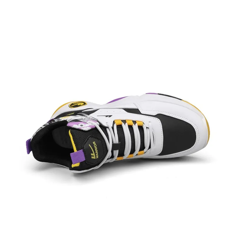 Warrior Cushioning Height Increasing Wear Resistant Slip Resistant High Top Basketball Shoes Men's White Black Purple-2