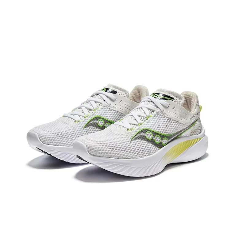 Saucony Kinvara 14 Non slip Lightweight Low Top Training Running Shoes Women's White Green-2