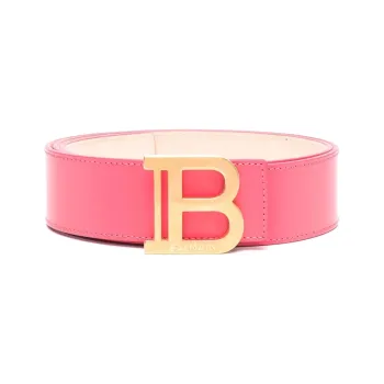 BALMAIN B-Shaped Letter Decoration Smooth Buckle Leather Belts Women's Pink Width: 4cm