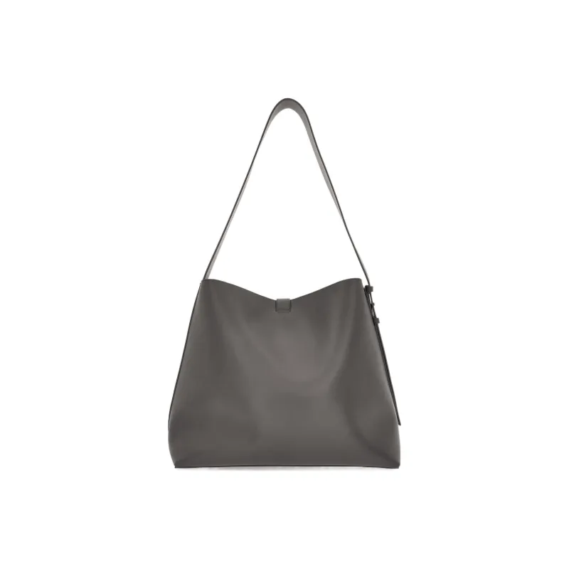 FERRAGAMO GANCINI Calfskin Tote Bag Shopping Bag Handbag Shoulder Bag Men's Dark Gray-2