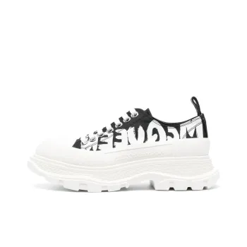 Alexander McQueen Tread Slick Low Lace Up Graffiti Shoes Black White Women's