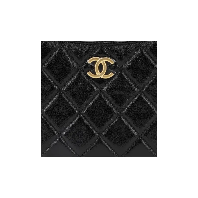 CHANEL Lambskin Hobo Bag, Handheld Handbag, Shoulder Bag, Crossbody Bag Trumpets Women's Black-4