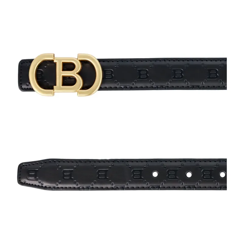 NINE NAIL Retro Trend All Over Print Monogram Plate Buckle Pvc Cow Leather Leather Belts Women's Width  2.5cm-8