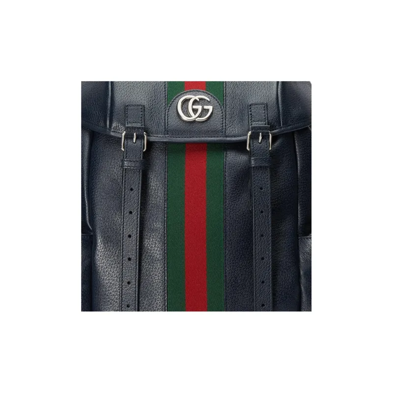 GUCCI Ophidia Leather Backpack Medium Size Men's Blue-7