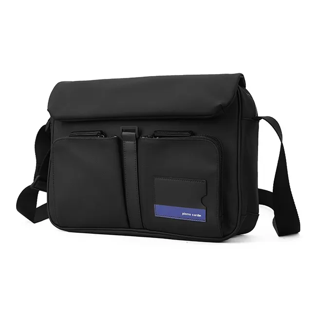 PIERRE CARDIN New Arrival Fabric Messenger Bag Shoulder Bag For Men's Workwear Men's Black-1