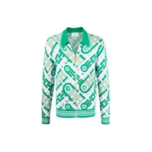 CASABLANCA Knitted Ping Pong Monogram Zip Up Jacket 