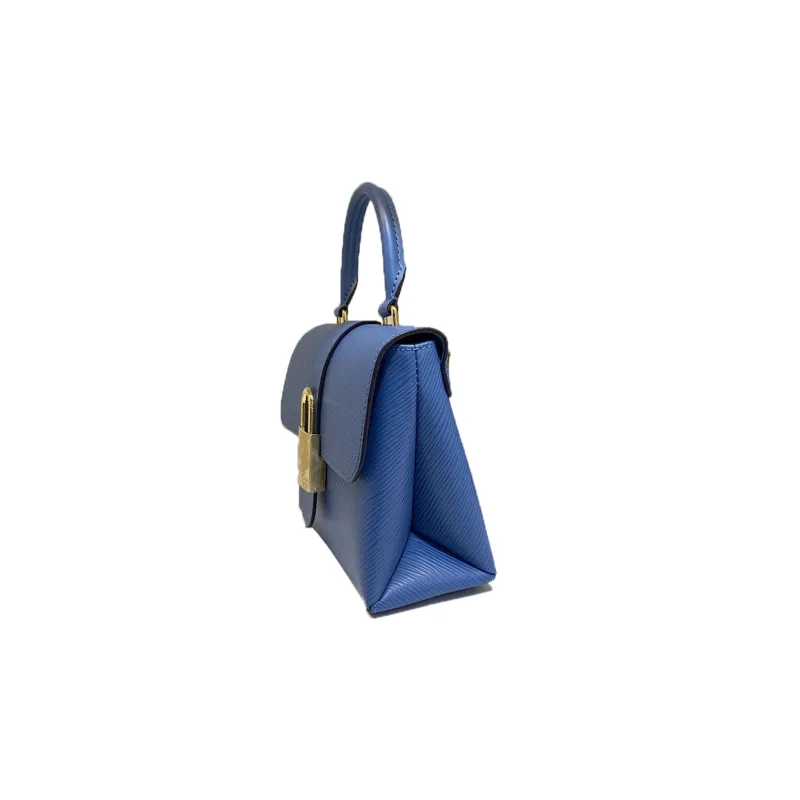 LOUIS VUITTON Locky Cow Leather Lock Head Bag Handbag Shoulder Bag Crossbody Bag Small Size Unisex Blue-1