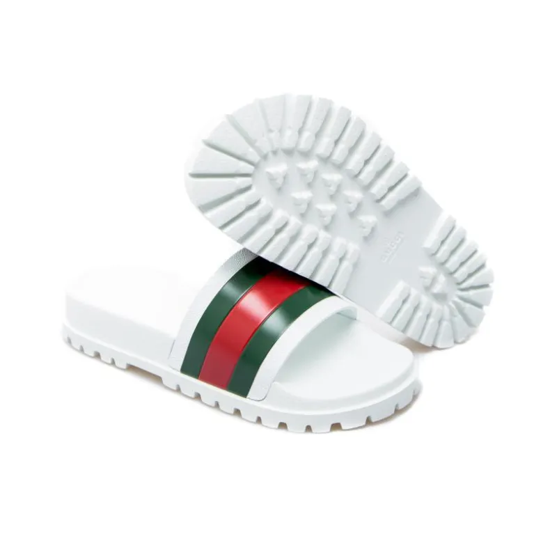 GUCCI Web Slide Sandal White-4