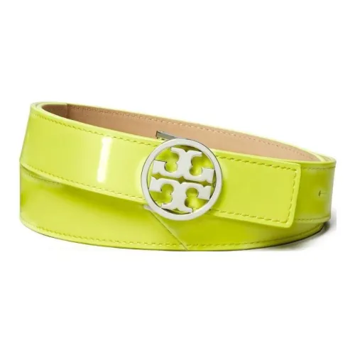 TORY BURCH Patent Leather Leather Belts Women's Yellow Style 3.5CM