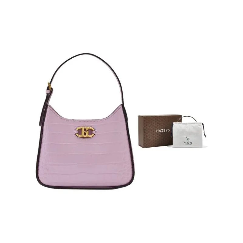 HAZZYS Cow Leather Shoulder Bag Medium Size Women's Lavender-0