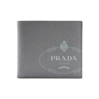 PRADA Leather Wallet Regular Men's Gray