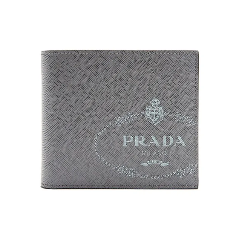 PRADA Leather Wallet Regular Men's Gray-0