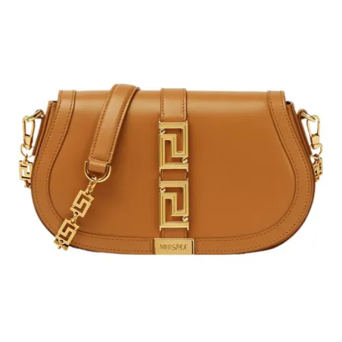 VERSACE Cow Leather Crossbody Bag Shoulder Bag Women's Brown