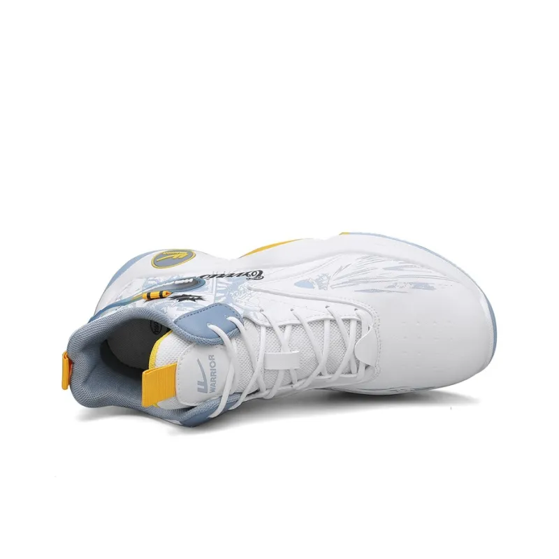 WARRIOR Basketball Shoes Men High Top Light Blue/Gold/Black-2