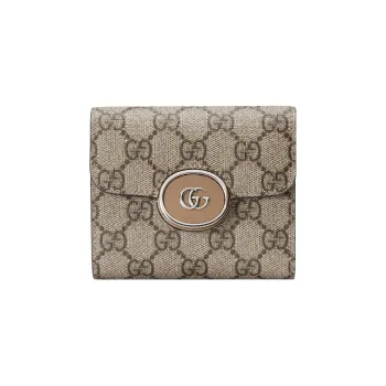 GUCCI Canvas Bag Wallet Medium Size Women's Brown