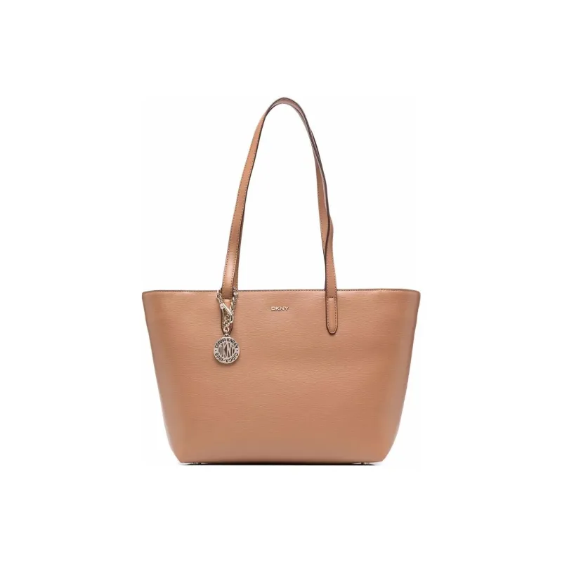 DKNY Cow Leather Tote Bag Shopping Bag Shoulder Bag Handbag Women's Cashew Nut Color-0