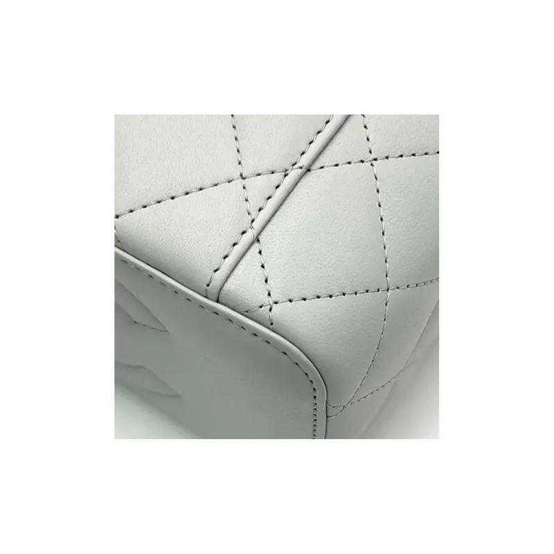 CHANEL Sheepskin Clutch, Long Box Bag, Shoulder Bag, Crossbody Bag Women's Light Gray Green-9