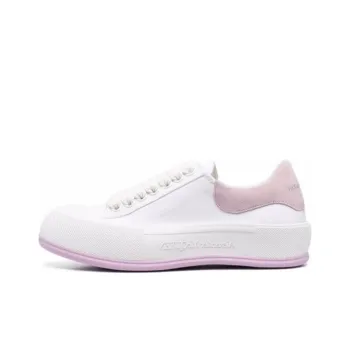 Alexander McQueen Deck Skate Plimsoll Lace Up White Pink Women's