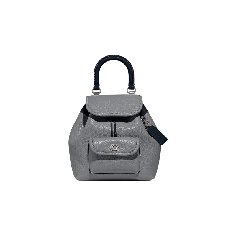 COACH Riya Leather Backpack Medium Size Women's Gray-0