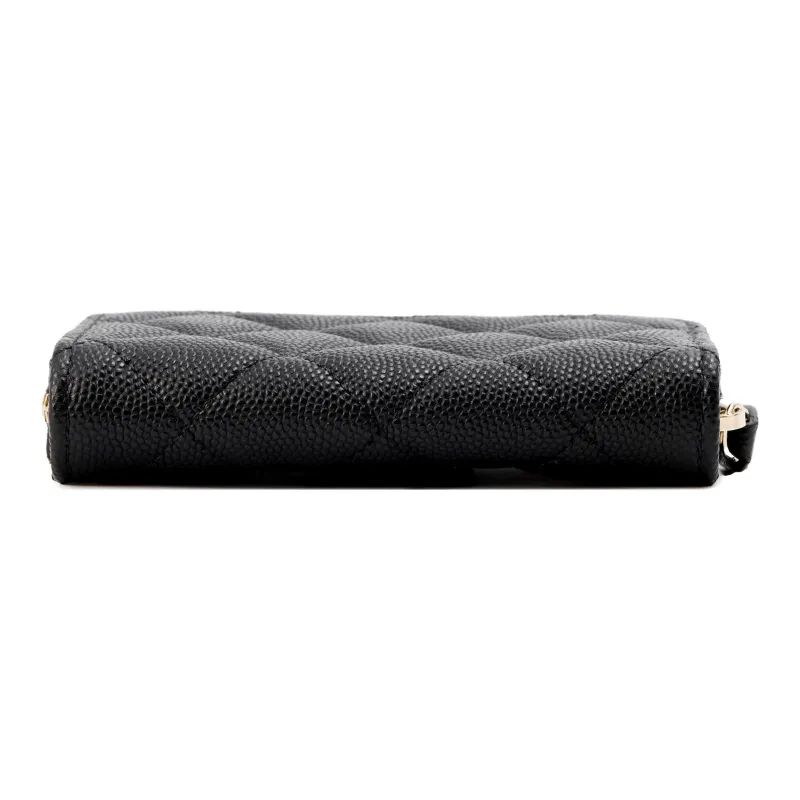CHANEL Shiny Beaded Embossed Calfskin Coin Purse Women's Black-3