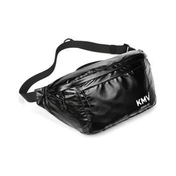 KMV Polyurethane Crossbody Bag Sling Bag Fanny Pack Large Size Unisex Black Light Pink