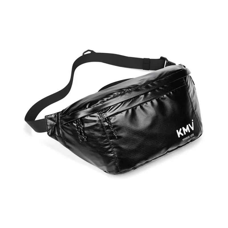 KMV Polyurethane Crossbody Bag Sling Bag Fanny Pack Large Size Unisex Black Light Pink-0