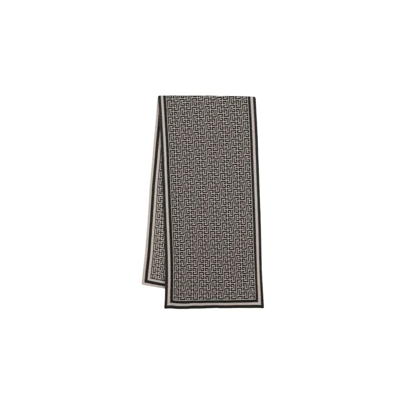 BALMAIN Monogram-jacquard Wool-blend Scarf-0