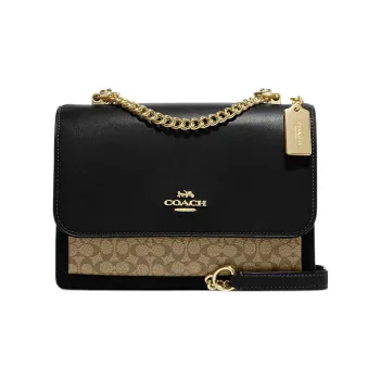 COACH Klare Canvas With Leather Small Square Bag Shoulder Bag Crossbody Bag Small Size Women's Black & Brown