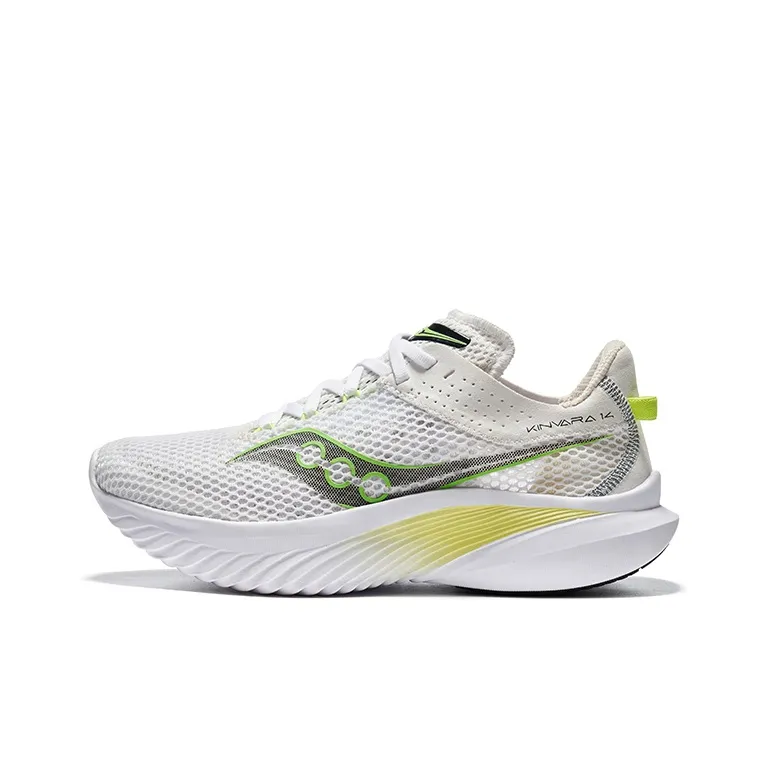 Saucony Kinvara 14 Non slip Lightweight Low Top Training Running Shoes Women's White Green-0