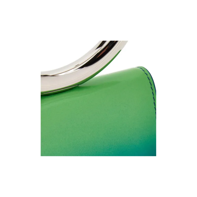FERRAGAMO Calfskin Card Holder Women's Lime Green/Blue-3
